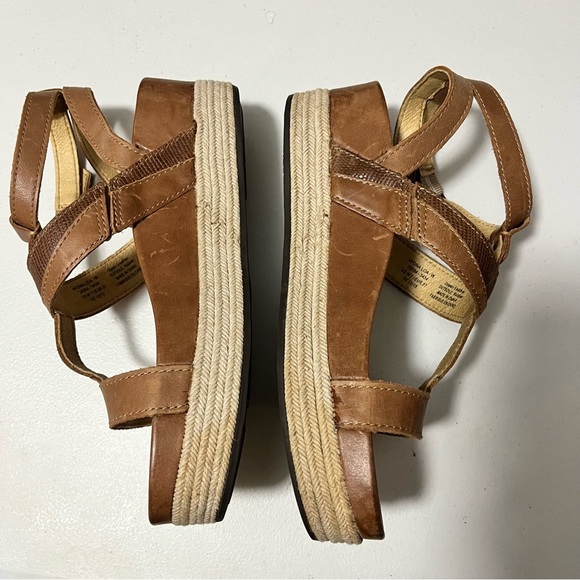 Olukai Hi’ona Leather Platform Sandals Wedges Shoes Brown Size 7 - Picture 4 of 9